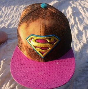 Superman New Movies Out Snap Hat Cap Pink Bill Womens Party Girl Upcyled Bleach